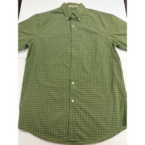 LL Bean Green‎ Check Plaid Button Down Shirt Men's Small Wrinkle Resistant